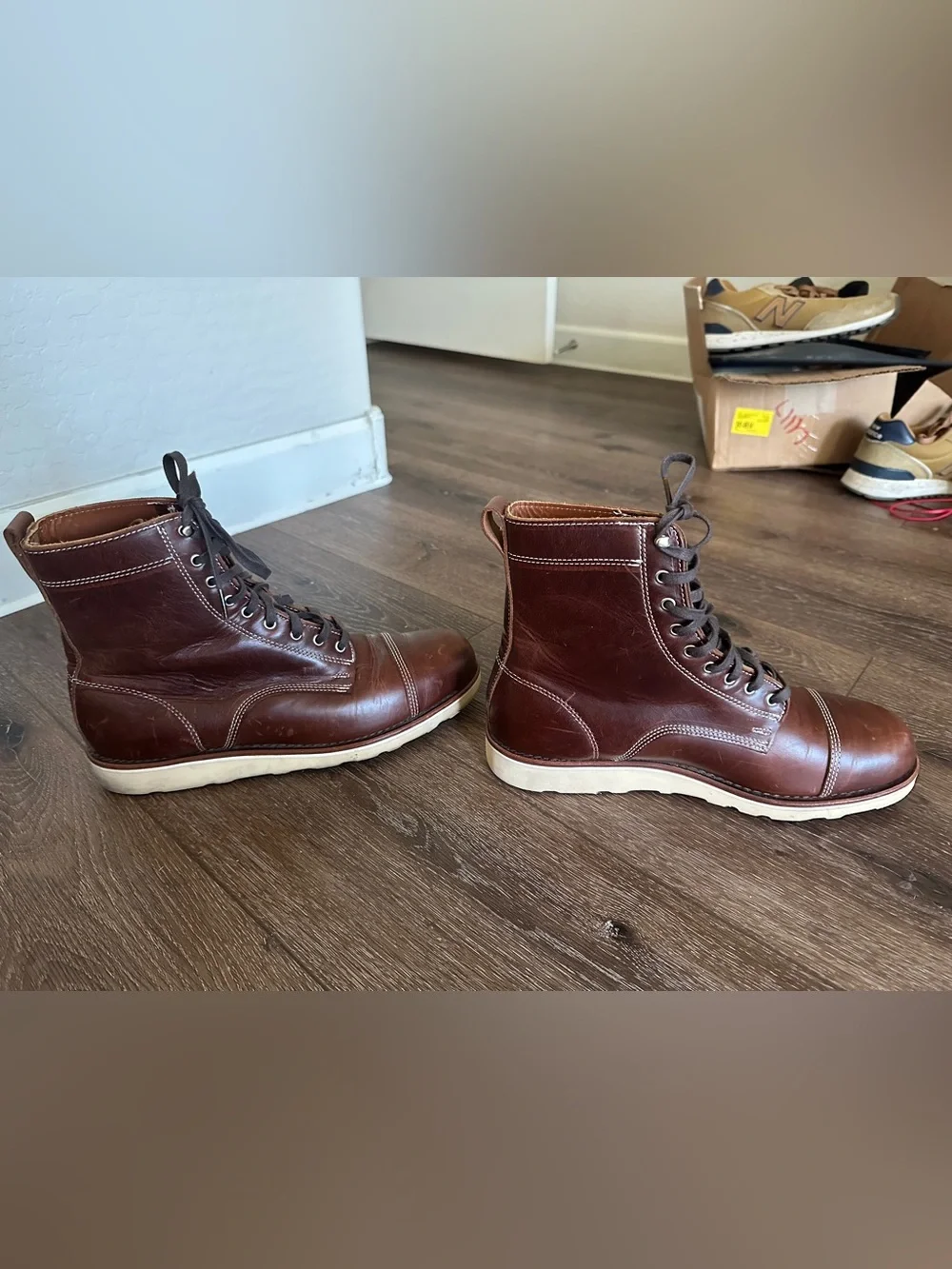 Huckberry  limited edition helm Hunter boots - Men's Brown Leather Lace-Up Boots